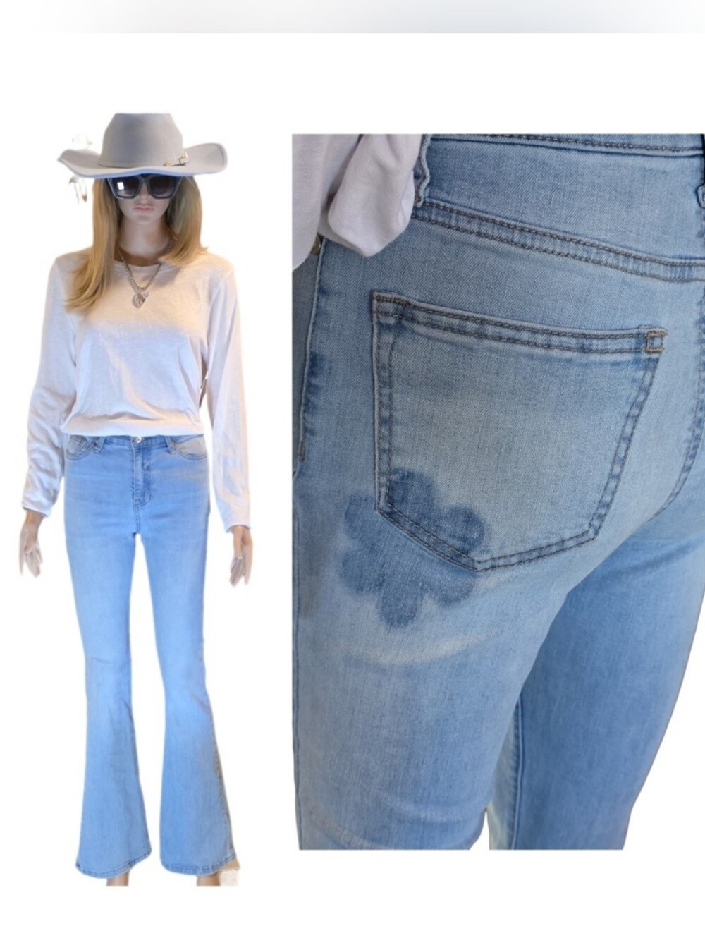 Altar'd State Daisy Waterside High Rise Flare Jeans Size 26